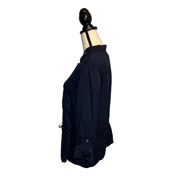 NWT White House Black Market Long Sleeve Soft Jacket Sz 16 Navy Waist Drawstring - Picture 2 of 8